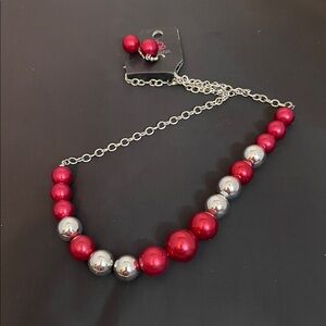 Paparazzi Scarlet and Silver Bead Necklace